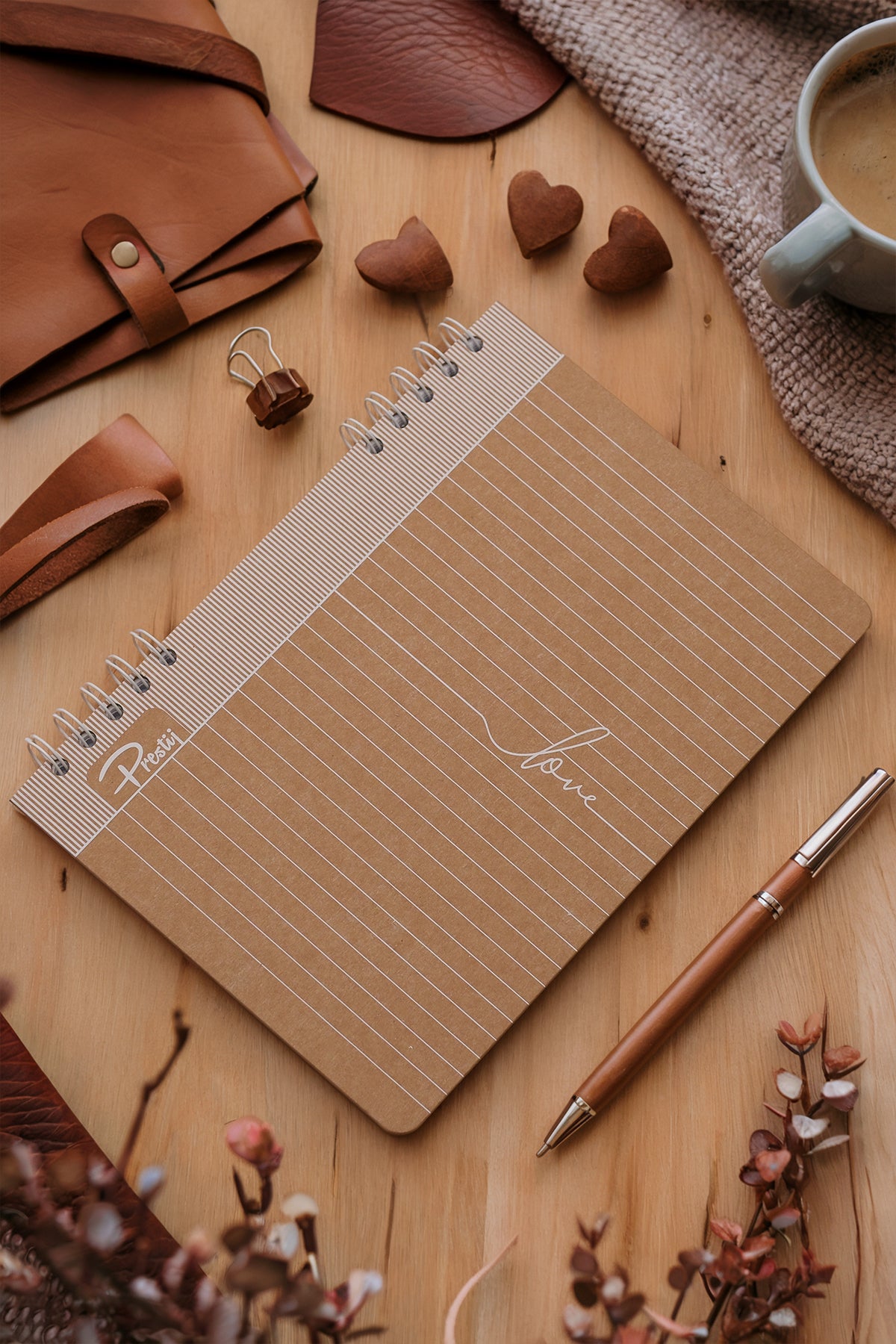 Prestij Love Kraft Çizgili Defter 17x24 - görünüm 1 / 4