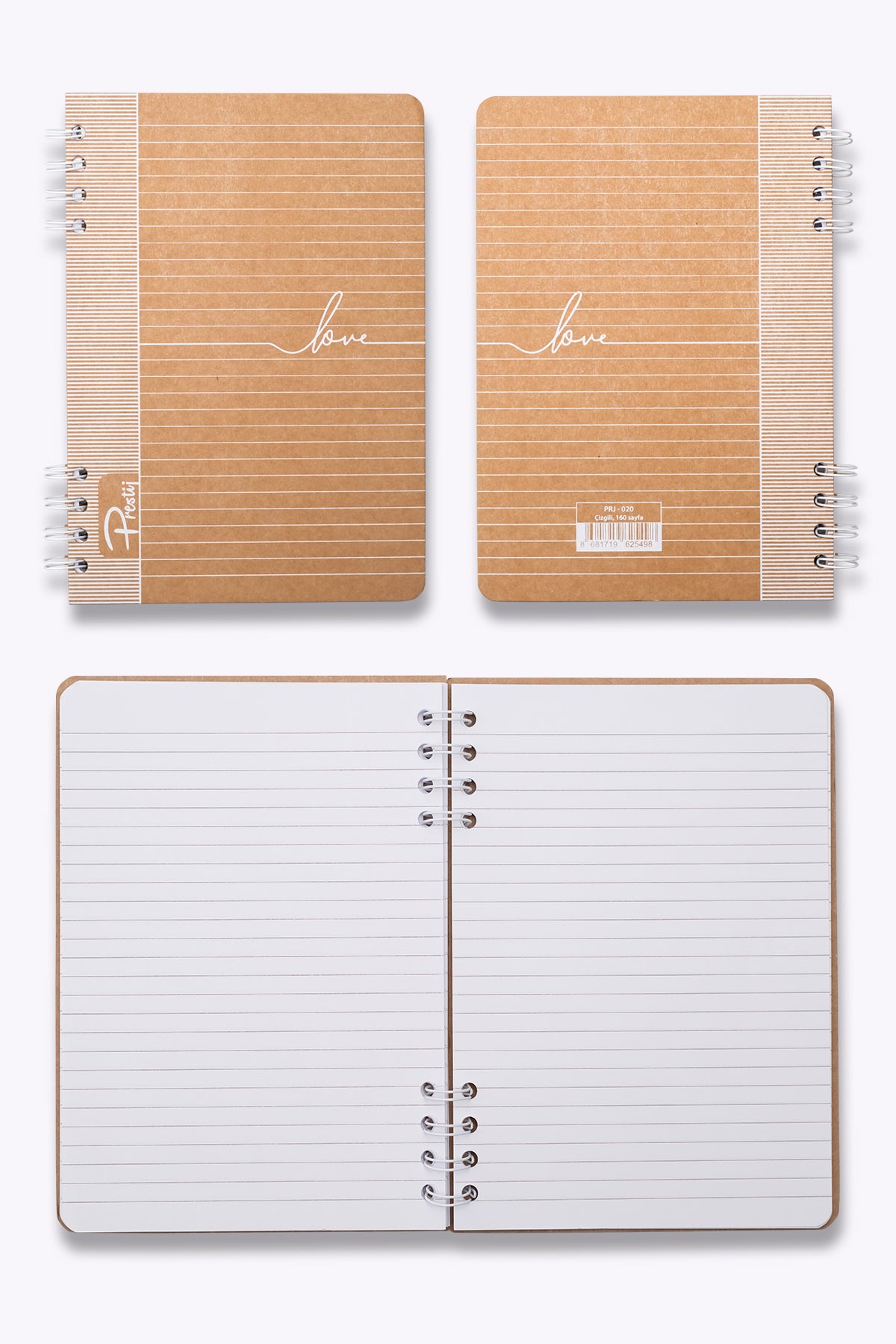 Prestij Love Kraft Çizgili Defter - görünüm 3 / 4