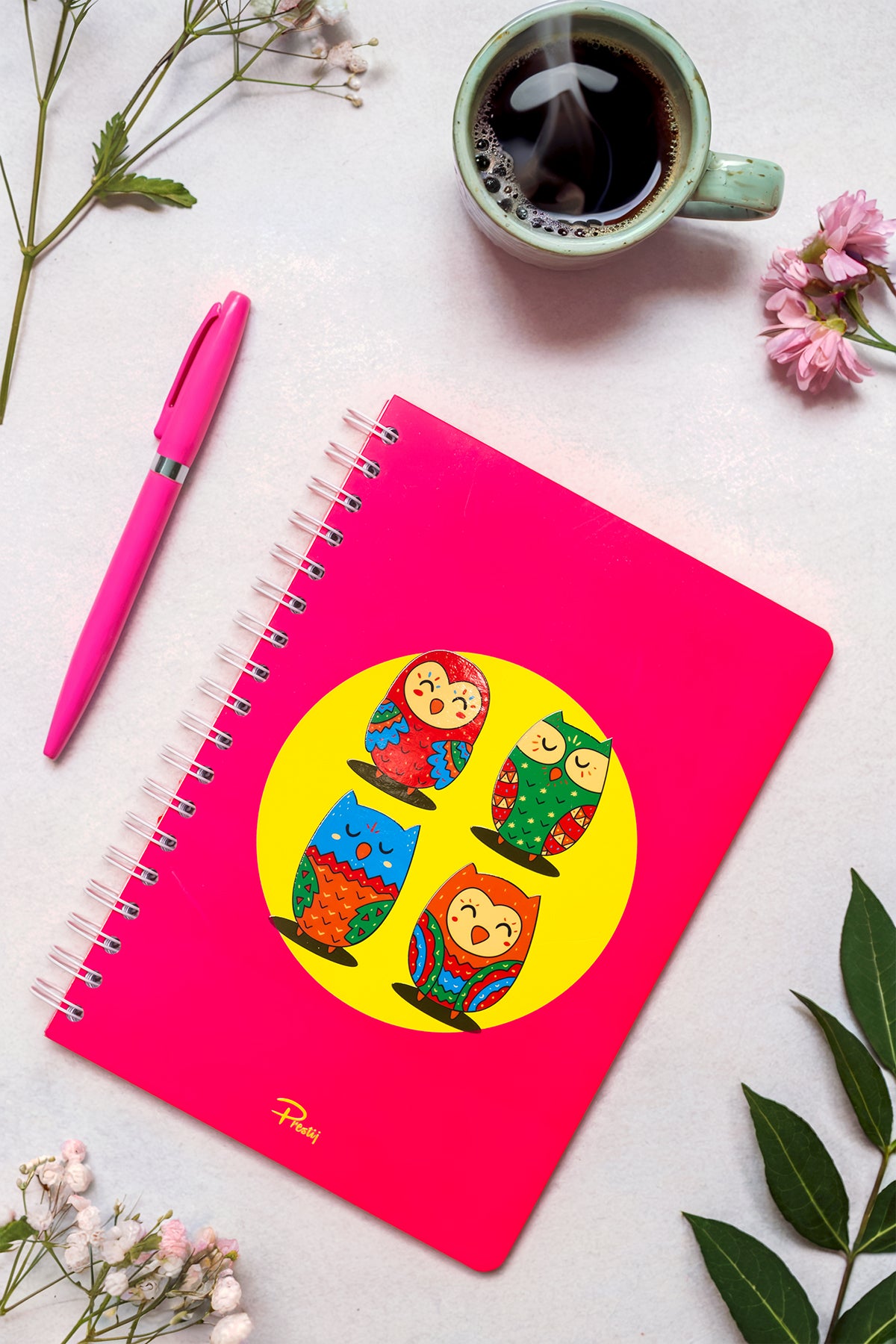 Prestij Owls Neon Pembe Kareli Defter 17x24 - görünüm 1 / 4