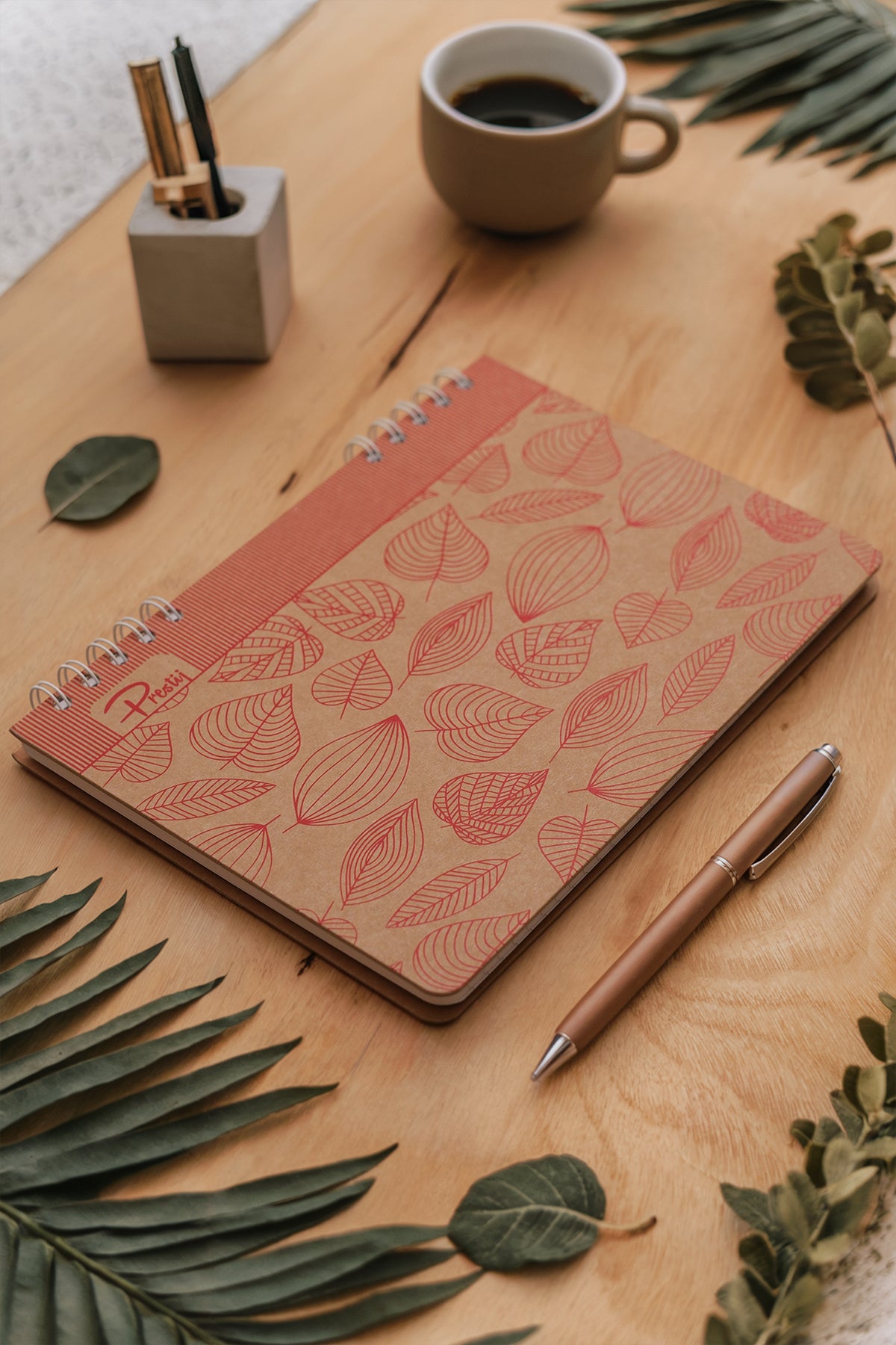 Prestij Red Leaves Kraft Çizgili Defter 17x24 - görünüm 1 / 4