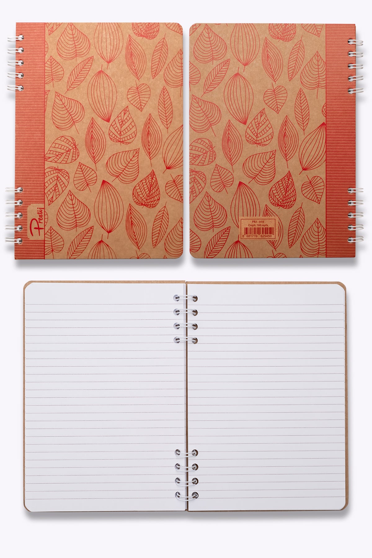 Prestij Red Leaves Kraft Çizgili Defter 17x24 - görünüm 3 / 4