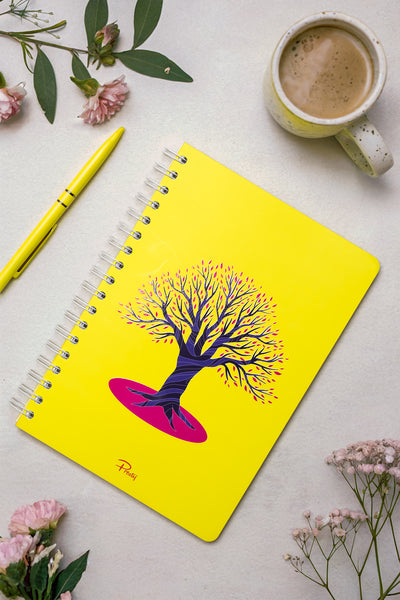 Prestij Tree Neon Sarı Kareli Defter 17x24
