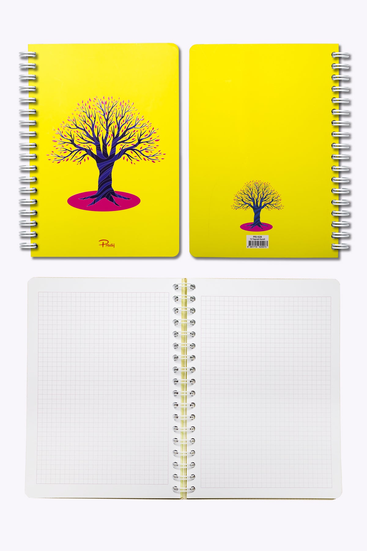Prestij Tree Neon Sarı Kareli Defter 17x24 - görünüm 2 / 5