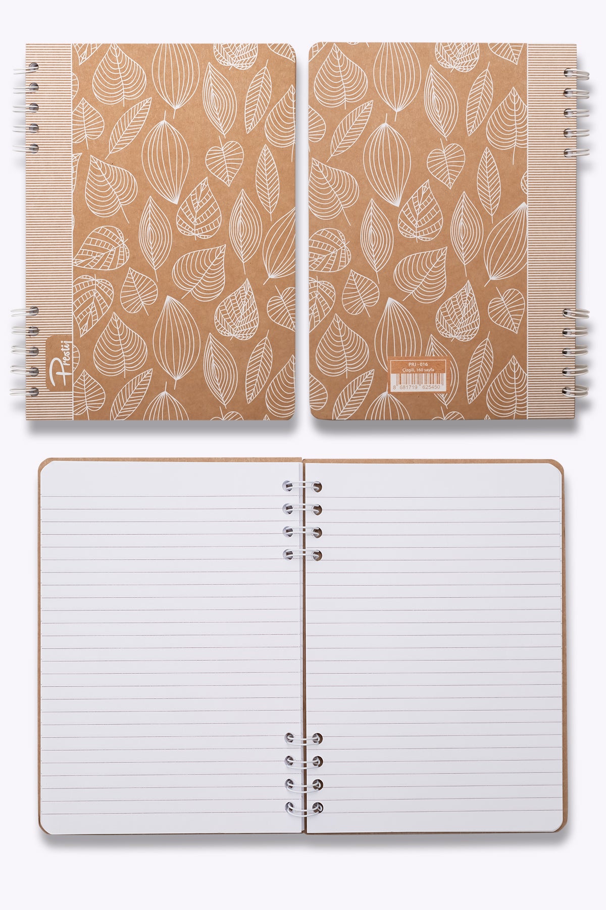 Prestij White Leaves Kraft Çizgili Defter 17x24 - görünüm 3 / 4