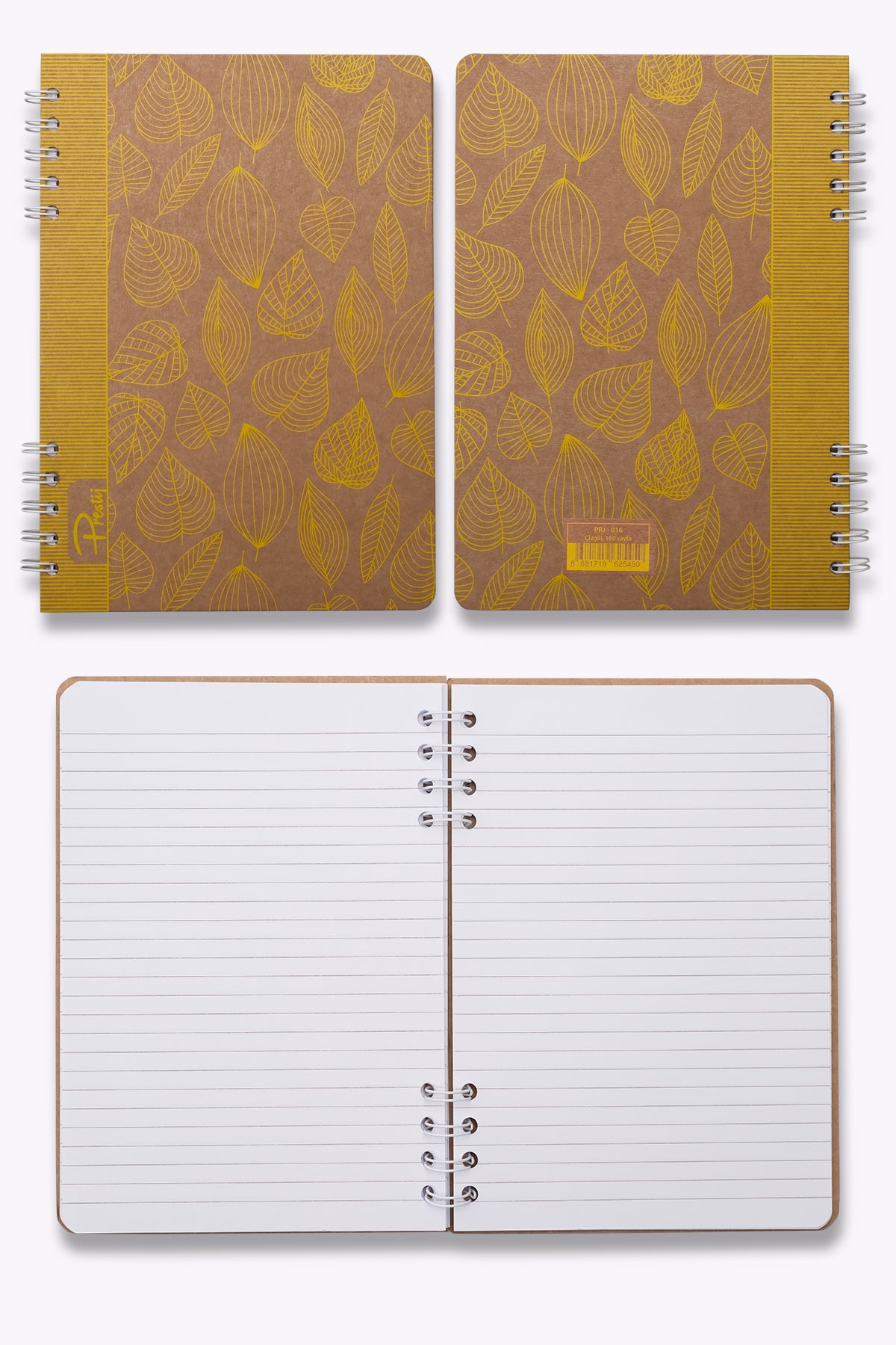 Prestij Yellow Leaves Kraft Çizgili Defter 17x24 - görünüm 3 / 4