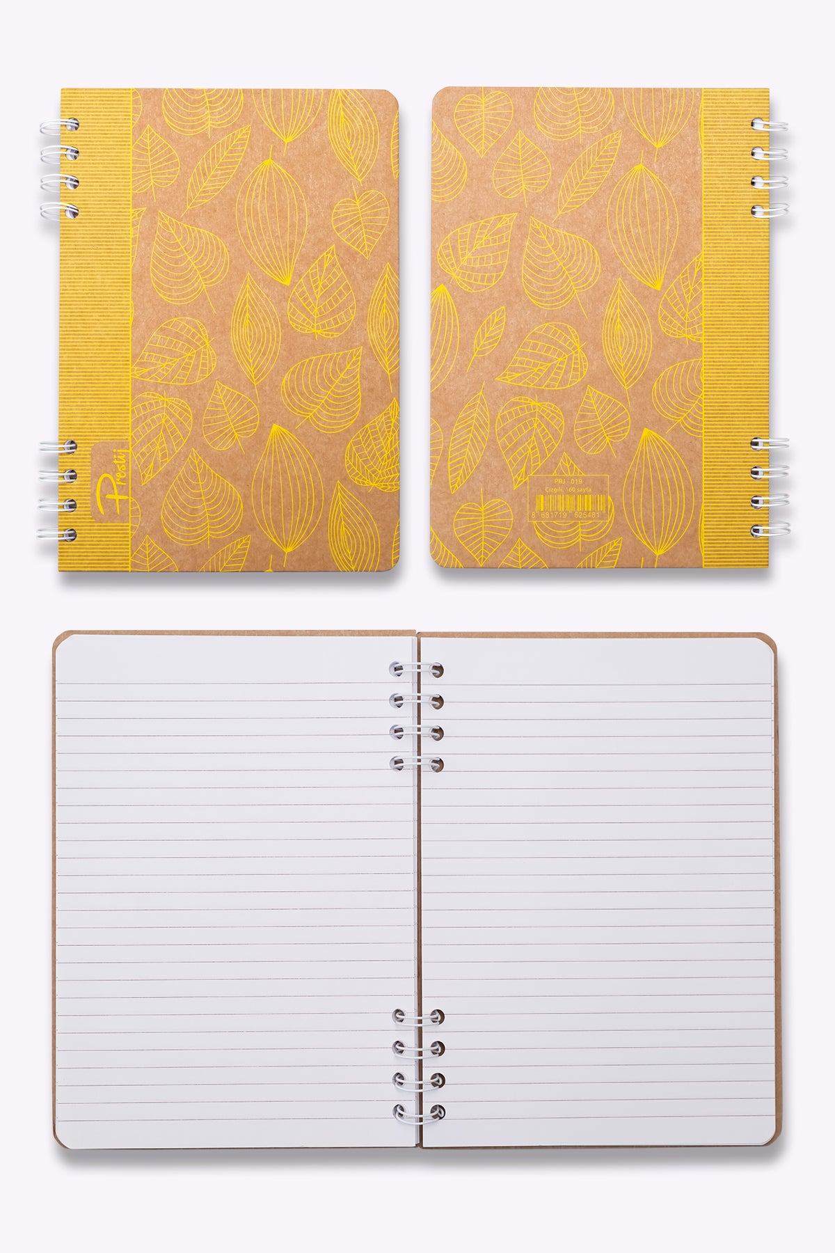 Prestij Yellow Leaves Kraft Çizgili Defter - görünüm 3 / 4