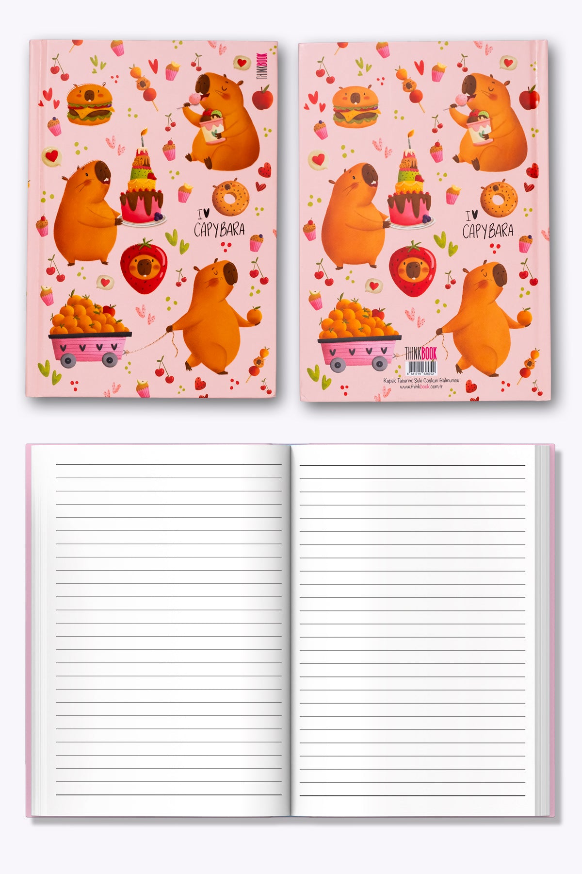 Thinkbook Capybara Pasta Sert Kapaklı Defter 14x20 - görünüm 4 / 6