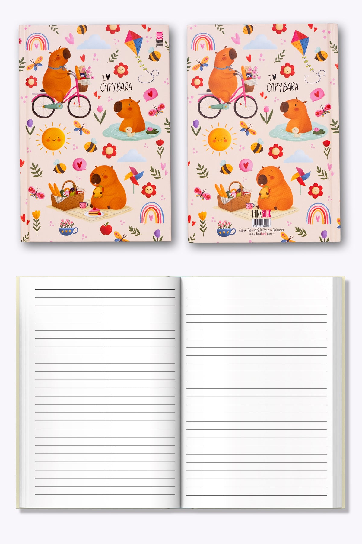 Thinkbook Capybara Piknik Sert Kapaklı Defter 14x20 - görünüm 4 / 6