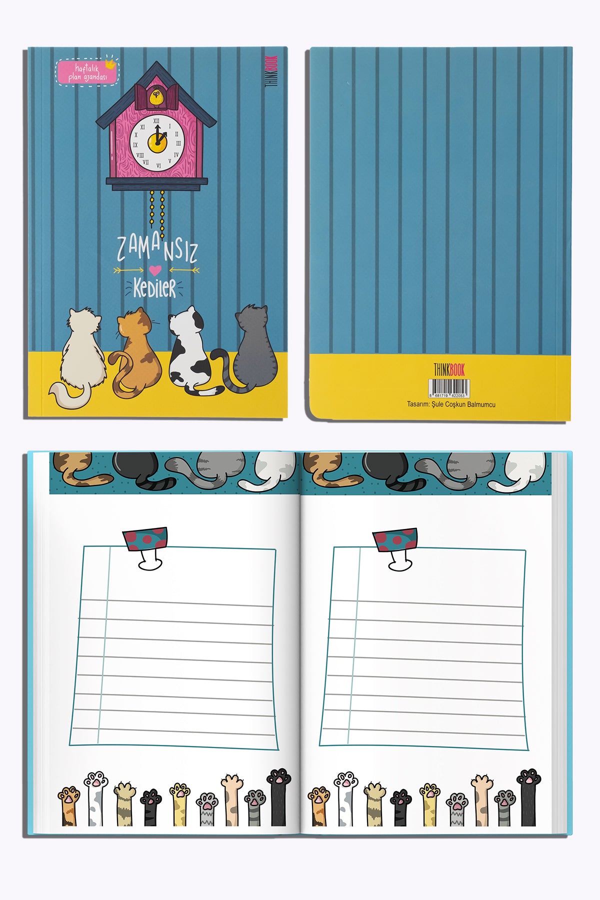 Thinkbook Zamansız Ajanda, Renkli Kedi Koltuk Ajanda - görünüm 5 / 6