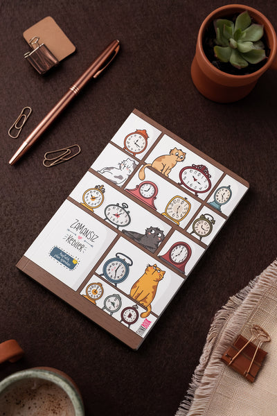 Thinkbook Zamansız Kedi Kitaplık  Zamansız Ajanda, 15x21.5 cm