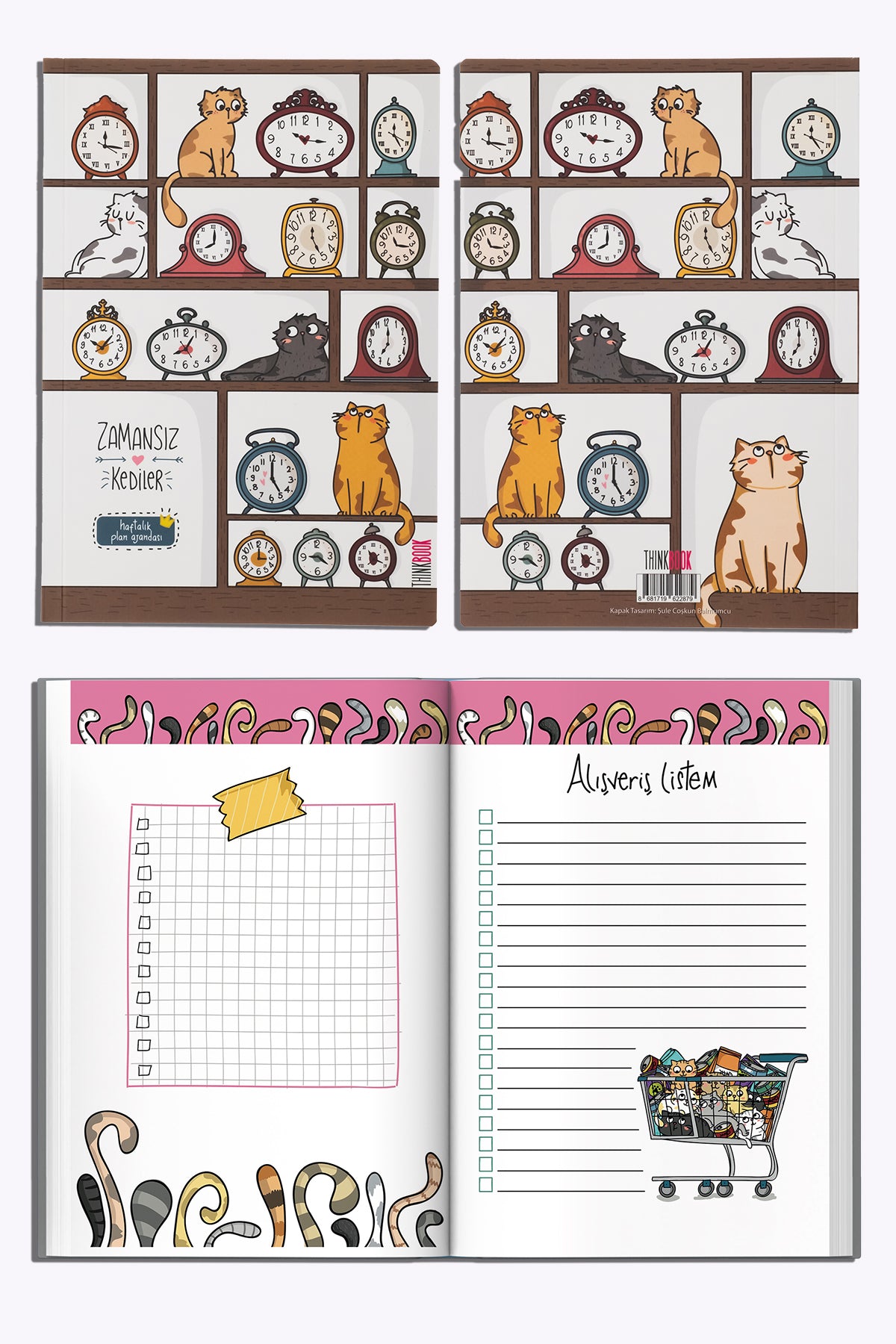 Thinkbook Zamansız Kedi Kitaplık  Zamansız Ajanda, 15x21.5 cm - görünüm 5 / 6